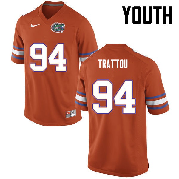 Florida Gators Youth #94 Justin Trattou College Football Jersey Orange